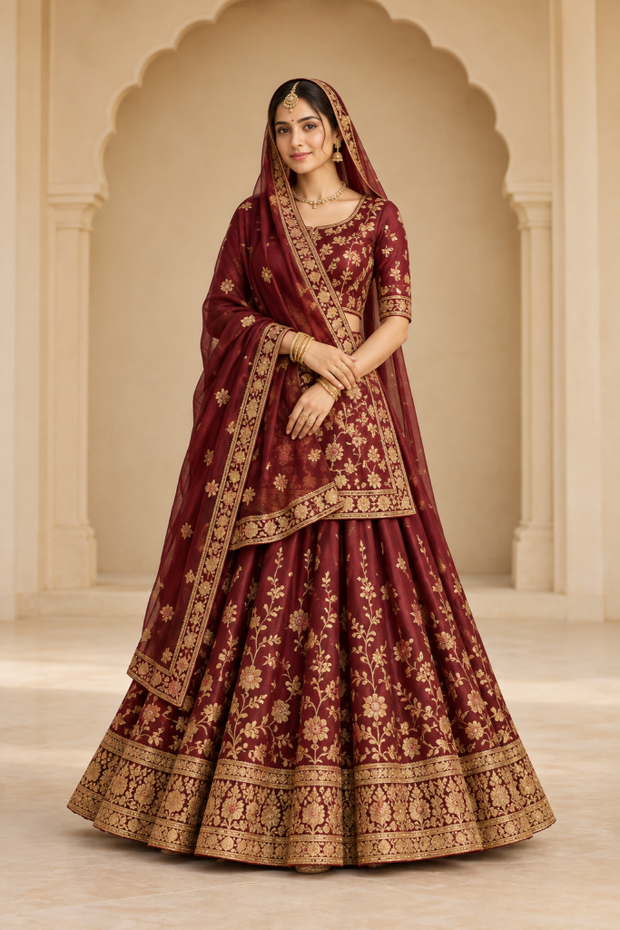 Rajrani Burgundy Rajputi Poshak